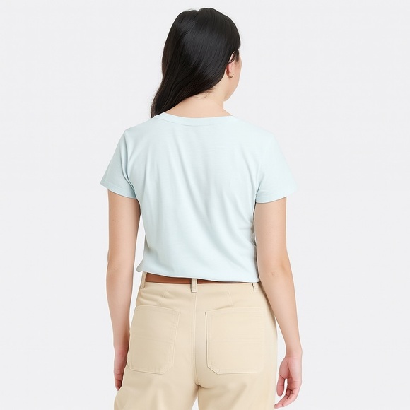 Women's Slim Fit V-Neck T-Shirt - Universal Thread- Light Aqua Blue - Picture 2 of 2